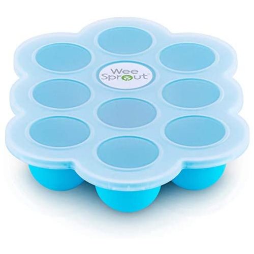 WEESPROUT Silicone Baby Food Freezer Tray with Clip-on Lid by WeeSprout - Perfect Storage Container for Homemade Baby Food, Vegetable & Fruit Purees and Breast Milk - BPA Free - Blue