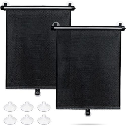 Sfee Car Window Shade for Side Windows, 2 Pack Sun Shade Retractable for Car Blocks Heat and UV Rays Glare Protection Roller Sunshade Visor for Baby, Kids, Pets, Passengers