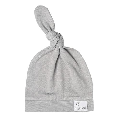 Copper Pearl Baby Beanie Hat Top Knot Stretchy Soft Stone
