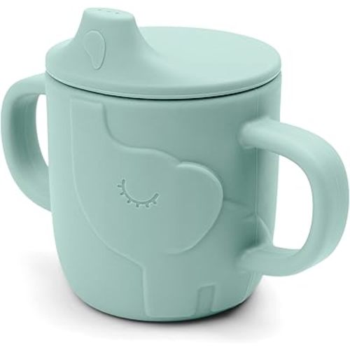 Done by Deer Baby Sippy Cup - Elphee Blue, Easy-Grip Handles, Shatterproof, Dishwasher & Microwave Safe Silicone Cup