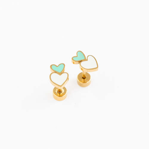 Enamel Heart Stack Stud Earring – Pip Pop Post