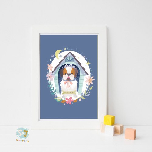 Exclusive Peter Pan Nana art print, Saint Bernard art, unisex nursery, Neverland art, pirate theme, Neverland nursery, Peter Pan art