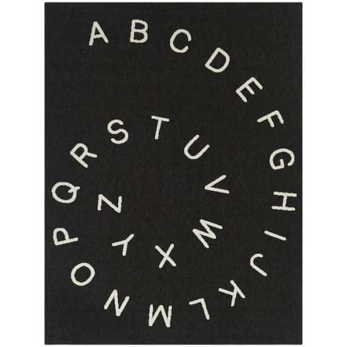 Alpha Charcoal 4 ft. 4 in. x 6 ft. Letters Indoor/Outdoor Area Rug