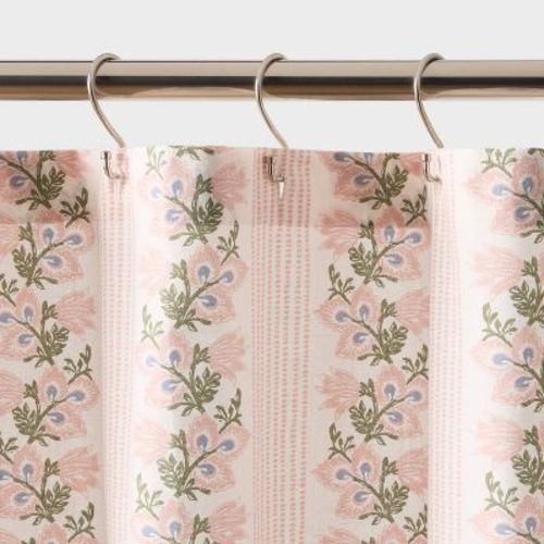 Floral Stripe Dorm Shower Curtain Pink - Threshold™