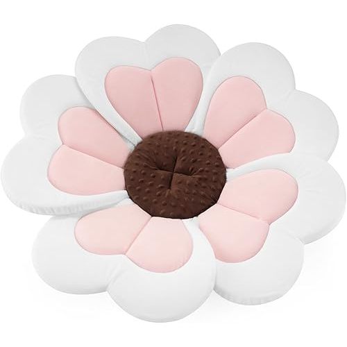 PandaEar Baby Bath Pad for Infant Newborn, Bath Baby Bath Seat to Toddler 0 to 6 Months and Up Soft Flower Petals for Sink Bathtub Essentials Shower Gift (Pink Heart)