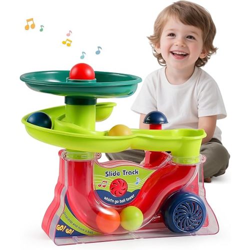 Busy Ball Popper Toy for Babies 9+ Months - 5 Balls with Popping Action & Fun Music, Cause and Effect Ball Drop Toy, Perfect Baby Shower Birthday Gift, Indoor Travel Play