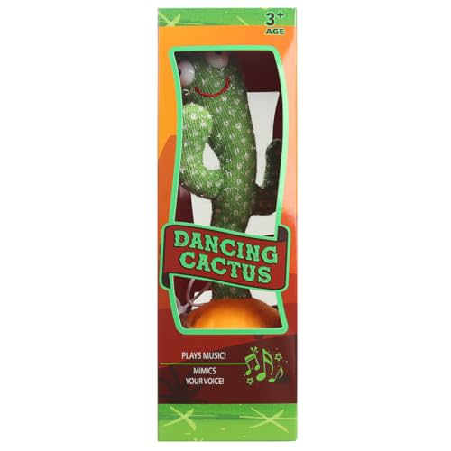 Doohickey Dancing Cactus, Interactive Toy, Talking Cactus Repeat What You Say, LED Lights, Cactus Toy 60 Unique Popular Songs for Kids, Dance, Record, and Sing, Rechargable USB Cord Included, Green