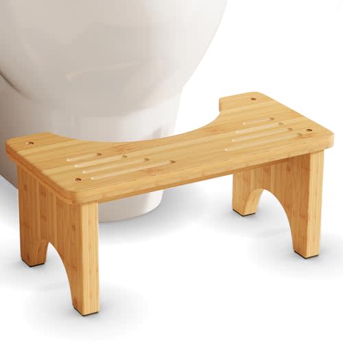 Uaniar Bamboo Toilet Stool, Wooden Squatting Potty Stool for Adults, 7 Inch Toilet Stool Squat Adult, Non-Slip Wood Poop Stool for Bathroom, Portable Toilet Foot Pooping Steps for Kids