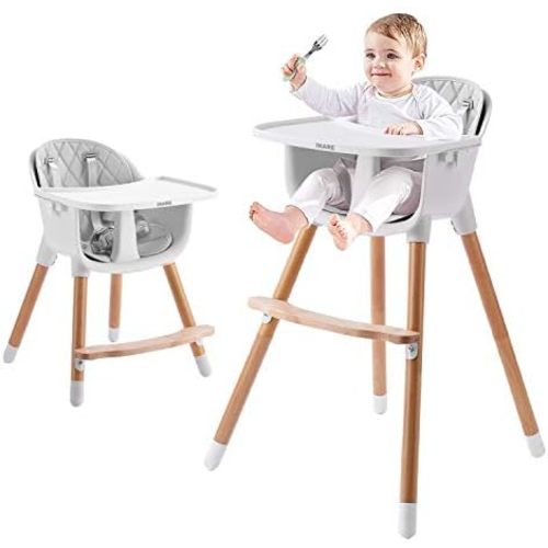 Convertible High Chair for Babies, Toddlers, Kids & Children - Wooden Highchair with Adjustable Height & Dishwasher Safe Tray - Wood Feeding & Dining Chair - Converts to Booster Seat - KoolaBaby