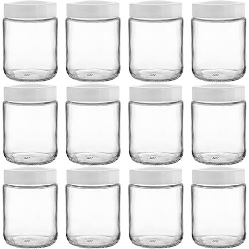 12 Pack Glass Mason Jars, 8 oz Regular Mouth Small Glass Canning Jars Storage Containers with Airtight Lids for Jelly, Jam, Honey, Beans, Pickles, Spice, Yogurt, Food Storage