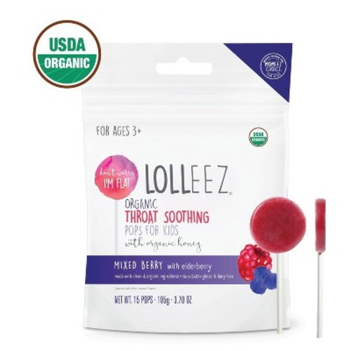 Lolleez Organic Throat Soothing for Kids' Lollipop - Mixed Berry/Elderberry - 15ct