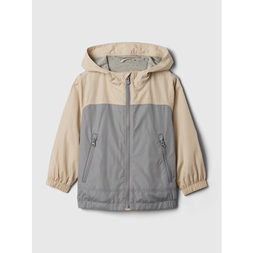babyGap Jersey-Lined Windbreaker in bedrock beige, size: 6-12 M