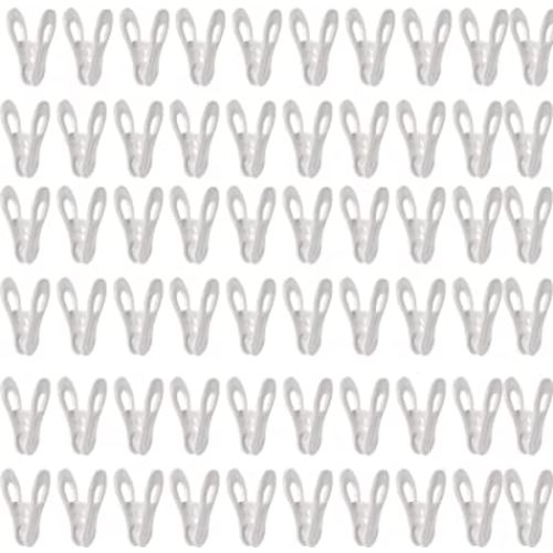 60 Pack Plastic Hanger Clips for Hangers, Multi-Purpose Baby Hanger Clips, Plastic Clothing Clips to Fit Standard Hangers, Finger Clips for Pants Shorts, Socks, Hats, Food Chip Bags, Notes