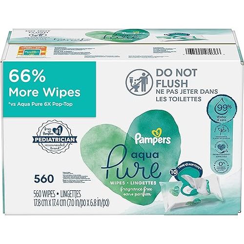 pampers aqua pure baby wipes 560 ct OLD