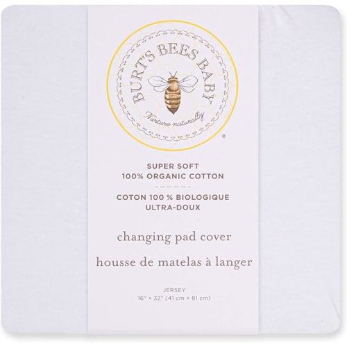 Burt's Bees Baby Unisex Baby Gift Set - Crib Sheet, Changing Pad Cover & Burp Cloths, 100% Organic Cotton Essentials Bundle