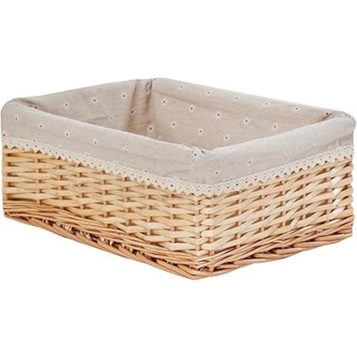 Handcrafted Storage Basket, Hand-woven Wicker Shelf Basket, Natural Willow Materials, Rectangular,1 Pack, Medium Size