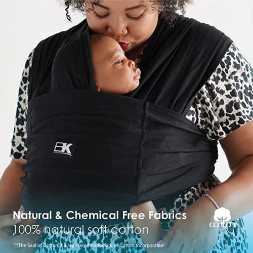 Baby K'tan Original Baby Wrap Carrier, Infant and Child Sling - Simple Wrap Holder for Babywearing - No Rings or Buckles - Carry Newborn up to 35 lbs, Black, Women 10-14 (Medium), Men 39-42.