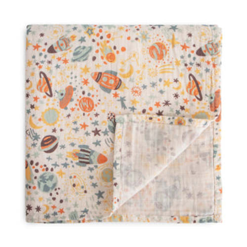 Organic Cotton Mushie Baby Muslin Swaddle Blanket- Space