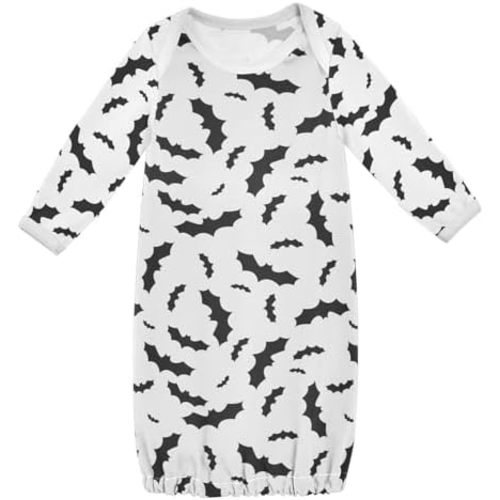 CHIFIGNO Neutral Dino White Sleep Gown Baby Cotton Long Sleeve Baby Boy Coming Home Outfit 0-3 Months