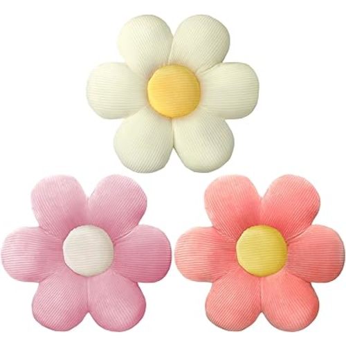 Sratte 3 Pcs Flower Pillows Flower Shaped Throw Pillow Cute Daisy Pillow Seating Cushions for Adults Home Bedroom Sofa Chair Couch Decor(Vivid Colors,16")