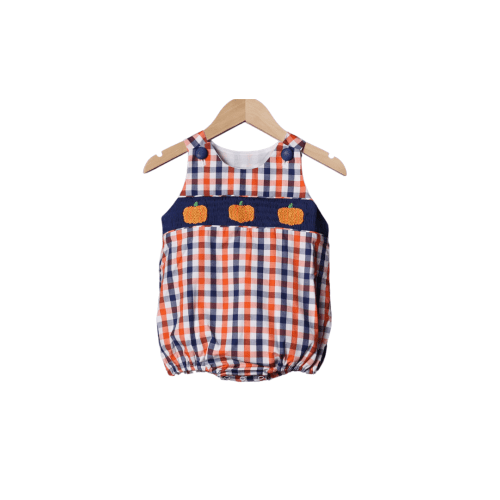 Smocked Plaid Pumpkin Bubble