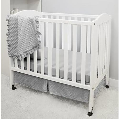 American Baby Company Minky Dot 3-Piece Mini/Portable Crib Bedding Set, Grey