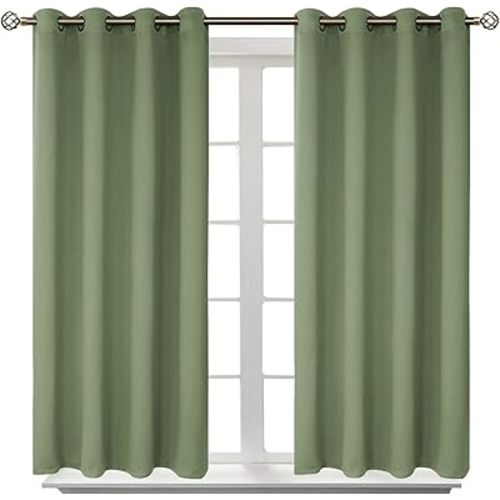 BGment Room Darkening Curtains 45 Inches Long - Grommet Thermal Insulated Drapes Window Treatment Curtains for Bedroom, 2 Panels, 52 x 45 Inch, Grass Green