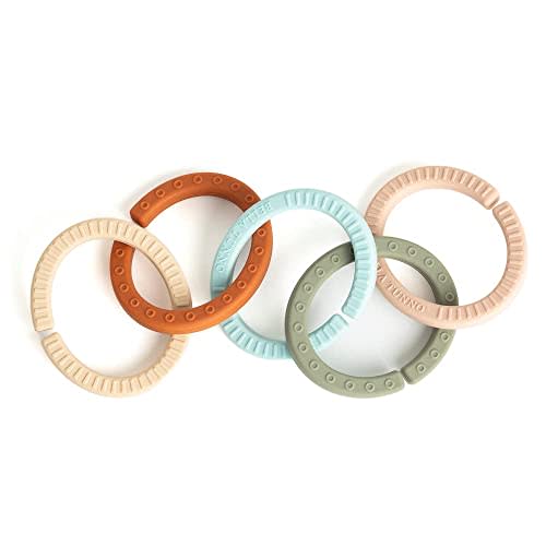 Bella Tunno Happy Links - Baby Montessori Silicone Links and Soft Silicone Baby Toys, Developmental Toys for Playing, Teething, Gross Motor Skills, Color Recognition and More, Mod Rainbow