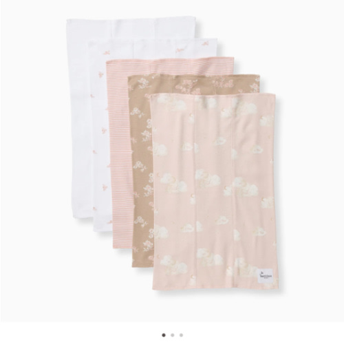 Whimsical Floral Organic Cotton Burp Cloths 5 Pack