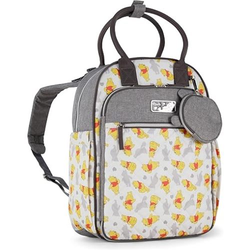 Disney Unisex Baby Travel Diaper Backpack| 16-Inches Height Multi-Functional Bag, Winnie The Pooh with Paci Holder, Extra Large