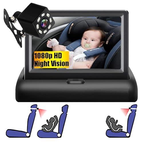 ALLRUBY Baby Car Camera Monitor,Baby Car Mirror,1080P Digital Display,View Infant in Rear Facing Seat with Wide Crystal Clear View,Aimed at Baby-Easily to Observe Baby's Every Move (4.3 inch)