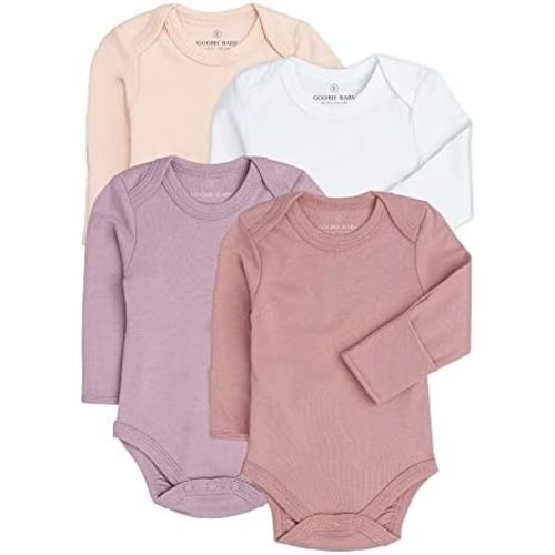 Baby Classic Bodysuit Set, 100% Cotton Boy Girl Unisex Onesie, 4 Pack