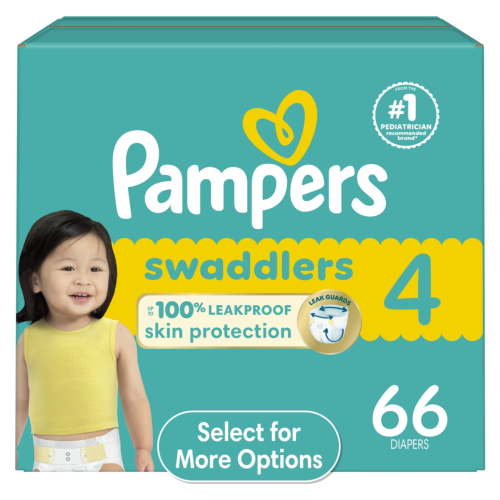 Pampers Swaddlers Size 4 Diapers, 66 Count - Leak Protection, Hypoallergenic, Dermatologist Approved