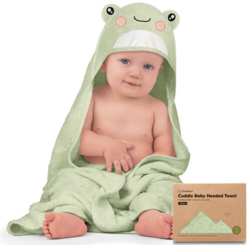 KeaBabies Cuddle Baby Hooded Towel, Medium, Frog