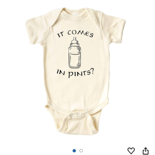 It Comes In Pints Onesie® - 100% Cotton -Cream Color (12 Month, Cream)