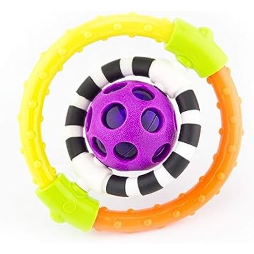 Sassy Spin and Chew Flex Ring Rattle with Dual Action Spinners, for Ages 0+ Months