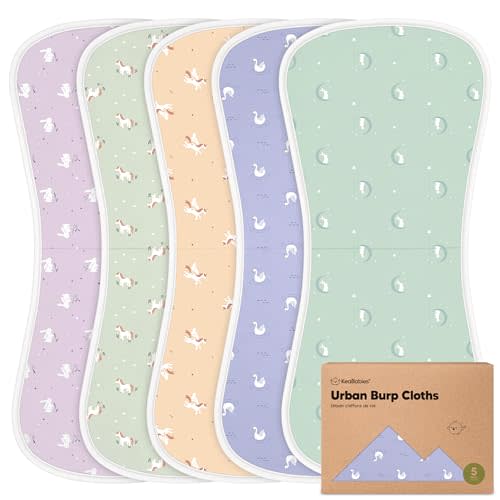 Organic Burp Cloths for Baby Boys and Girls - 5-Pack Super Absorbent Burping Cloth, Burp Clothes, Soft & Plush, Newborn Milk Spit Up Rags, Burpy Cloth Bib for Unisex, Burping Rags (Lunaris)