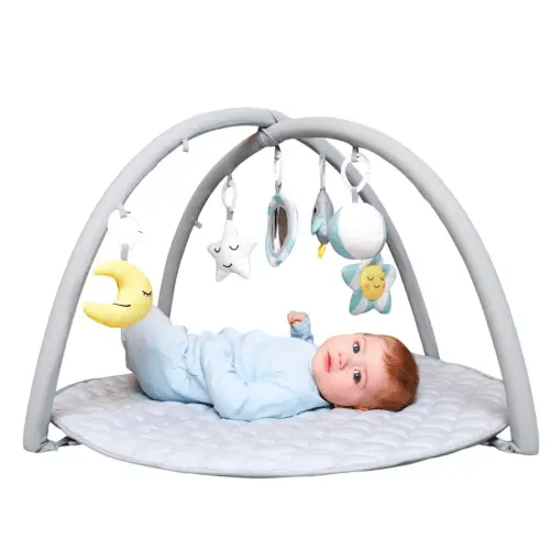 Soft & Safe Tummy Time Mat for Babies 0-18 Months – Built to Last, High-Quality Baby Play Gym Mat, Anti-Slip Baby Activity Mat with Grip Socks + 6 Detachable Toys for Sensory Development