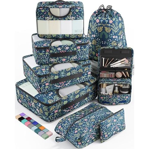 Veken 8 Set Packing Cubes for Travel Essentials, Suitcase Organizer Bags in 4 Sizes, Carry-On Luggage Accessories with Large Laundry & Hanging Toiletry Bag, Must-Have for Airplane, Road Trip & Camping