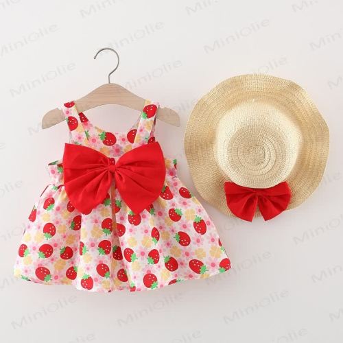 Baby Lucky Clover Strawberry Dress with Hat