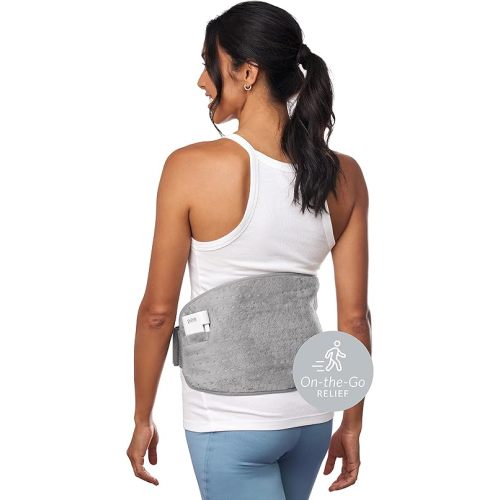 Pure Enrichment PureRelief Cordless Lumbar and Abdominal Heating Wrap - 4 Heat Settings, 2-Hour Portable Use, Optional Hot/Cold Gel Pack, Super-Soft Micromink, and Universal Fit Strap
