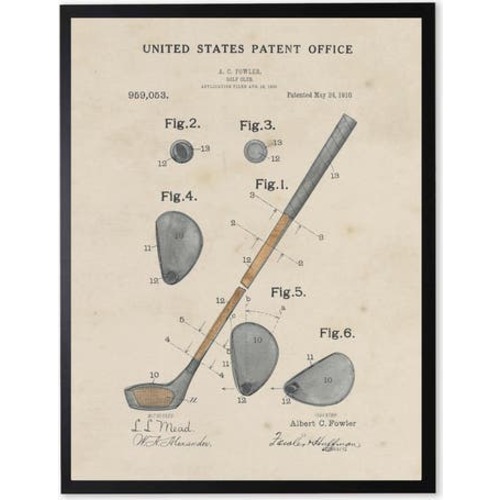 Golf Club Patent in Black Frame
