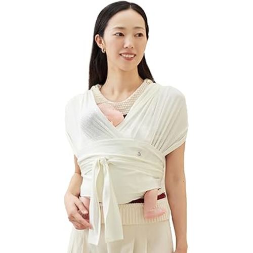 Konny Baby Carrier Flex AirMesh with Head Support- Adjustable, Easy to Wear Baby Wrap Sling, Perfect for Newborn Babies Essentials up to 44 lbs (XS-XL) - Cream