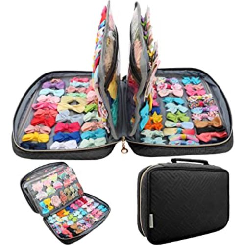MICOM Hair Accessories Storage Bag For Baby Girls, Hair Bow Organizer, Multifunctional Hair Accessories Storage Carrying Case for Display Hair Clips, Headbands, Scrunchies, Travelling Storage Bag