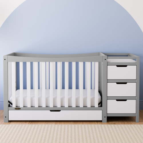 Graco Remi 4-in-1 Convertible Baby Crib and Changer, Pebble Gray