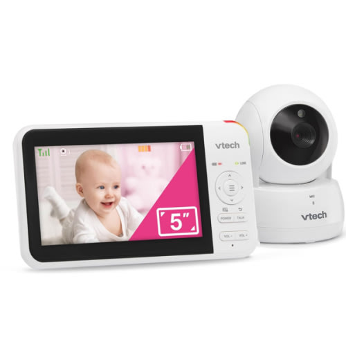 VTech VM924 Remote Pan-Tilt-Zoom Video Baby Monitor, 5" LCD Screen, Up to 17 Hrs Video Streaming, Night Vision, Up to 1000ft Range, Soothing Sounds, 2-Way Talk, Temperature Sensor,Secured Transmission
