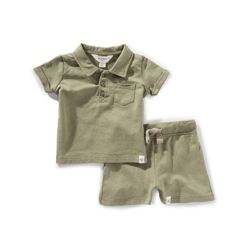 Burt's Bees Baby Boys Short Sleeve Polo Top & Shorts Set