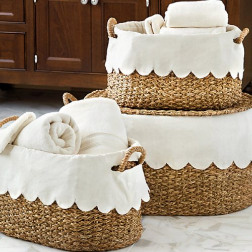 BW Wicker Stacking Storage Baskets