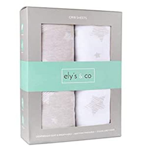 Amazon.com : Ely's & Co. Crib Sheet Set 2 Pack 100% Jersey Cotton for Baby Girl and Baby Boy by Ely's & Co. - Tan Drawn Star : Baby