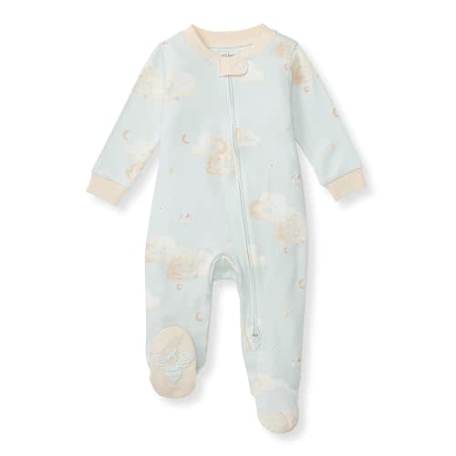 Burt's Bees Baby Boys' Sleep & Play PJs, 100% Organic Cotton One-Piece Zip Front Jumpsuit, Baby Boys Footie Pajamas & PJs